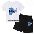thumbnail image 3 of Conjunto de camiseta de dos piezas con puntadas bonitas para bebé y niño, cuello redondo, informal, manga corta, pantalones cortos de manga corta para niña, 3 of 5
