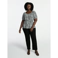 thumbnail image 2 of Terra & Sky Women's Peplum Top with Short Puff Sleeves, Sizes 0X-5X, 2 of 5