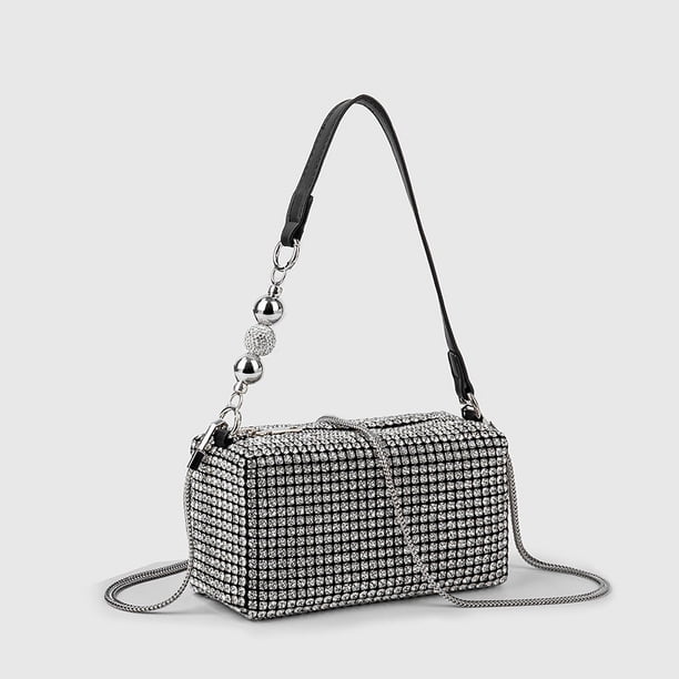 Bolso de mano para mujer con diseño de diamantes de imitación de moda de Pearl King Water, bolso de mano para debajo del brazo con diseño de diamantes brillantes de verano