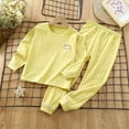 thumbnail image 2 of Dezsed Baby Girl Boy Clothes Outfits Clearance Toddler Baby Kids Winter Boys Girls Solid Color Lattice Bear Print Long Sleeved Home Wear Clothes Suit Yellow 6 Years, 2 of 4