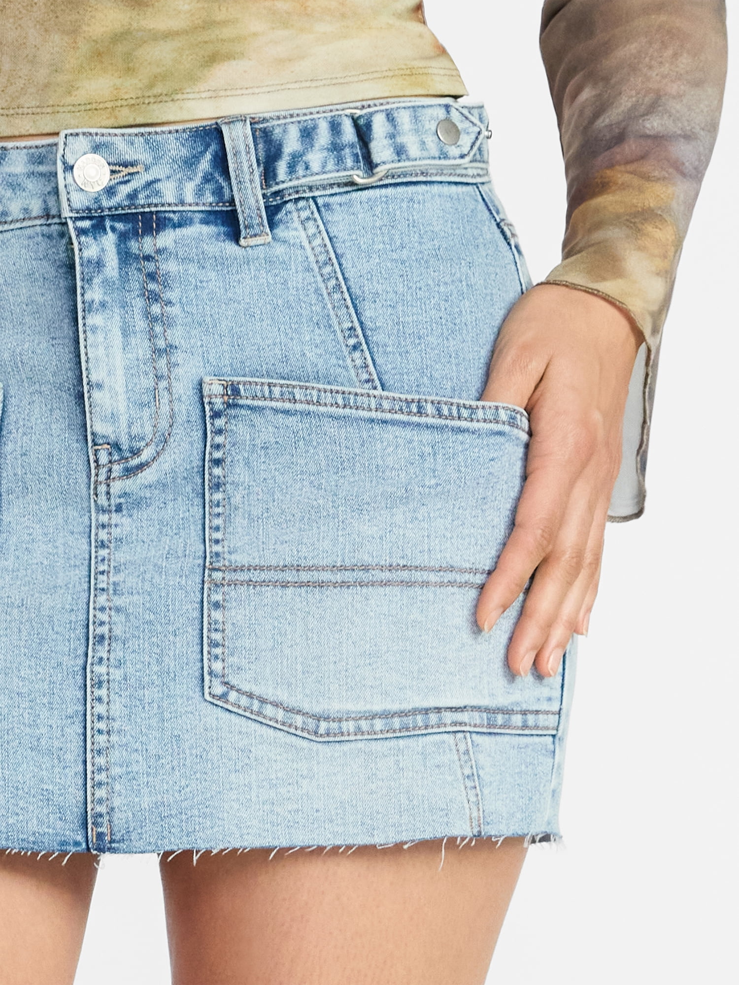 Madden NYC Women's Denim Pocket Mini Skirt, Sizes XXS-XXL