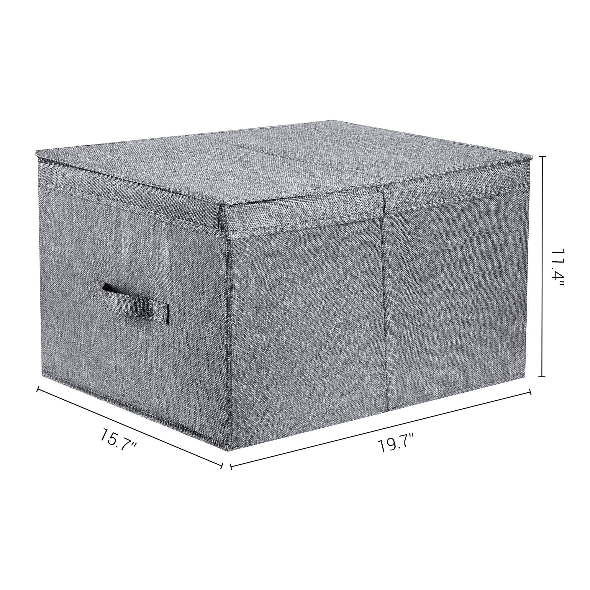 Unique Bargains Fabric Storage Bin Cube with Lid and Handle Grey 20*16*11.5in