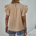thumbnail image 6 of Scyoekwg Womens Short Sleeve T Shirts Round Neck Elegant Shirt Loose Lightweight Solid Color Comfy Blouses (Khaki,L), 6 of 6