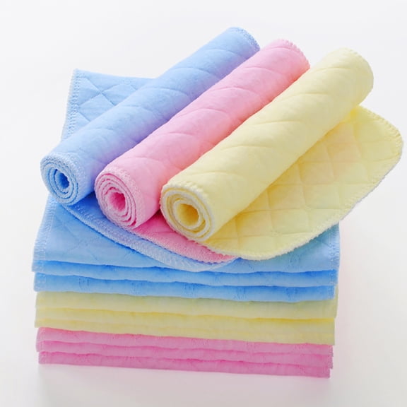 Cyenie Cotton 3 Layer Washable Soft Flat Fold Cloths, Reusable Burp Cloths and Nursing Pads, Gentle Absorbent Cleaning Cloths for Home and Personal Care, Blue