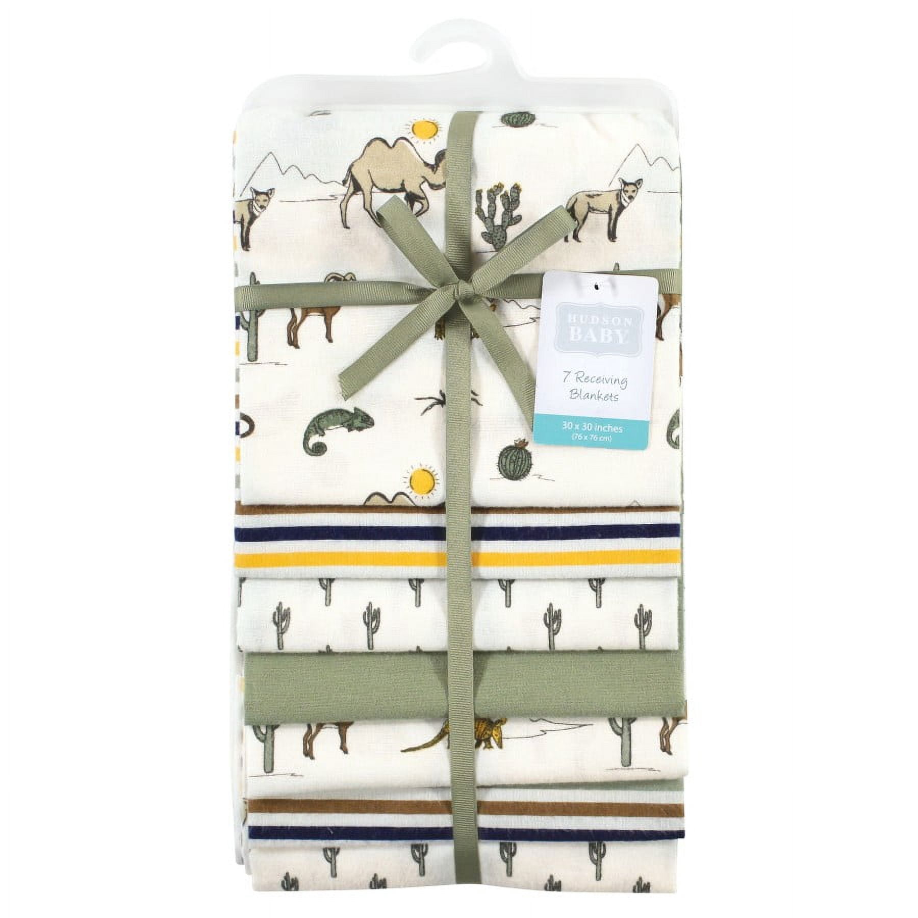 Hudson Baby Infant Boy Cotton Flannel Receiving Blankets Bundle, Desert Animals, One Size