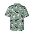 thumbnail image 4 of Sheltie Dog Green Flower Floral Men'S 3d Print Casual Button Down Shirts, Novelty Hawaiian Short Sleeves 2xl, 4 of 7