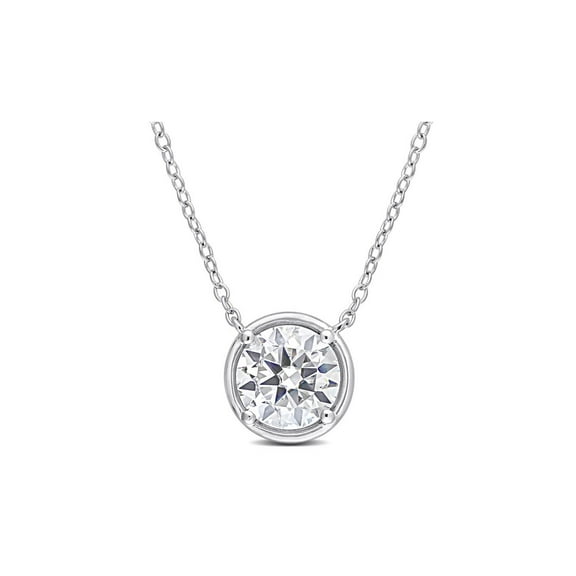 1.85 Carat (Ctw) Lab-Created Moissanite Solitaire Pendant Necklace in Sterling Silver with Chain for Women