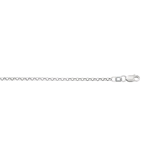 10K White Gold 2.3mm wide Diamond Cut Rolo Chain 18 Necklace with Lobster Clasp