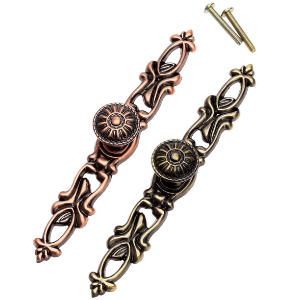 2 unids de latón puerta mango perillas retro antiguo bronce armario armario armario cajón cajón cajón cocina tirar vintage decorativo