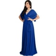thumbnail image 4 of KOH KOH Long Bridesmaid Formal Short Sleeve V-Neck Full Floor Length Flowy Cocktail Summer Evening Wedding Guest Party Tall Maxi Dress Gown For Women Cobalt Royal Blue Small US 4-6 NT026, 4 of 6