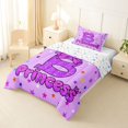 thumbnail image 2 of spefrowx Cartoon Princess B Twin Comforter Sets for Girls, Purple Star Bowknot Print Bedding Set, Stars Reversible, 2pcs, 1 Comforter and 1 Pillowcase, 2 of 6