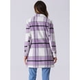thumbnail image 4 of DARING DIVA Women's Plaids Double Breasted Notched Lapel Trench Coat Purple M, 4 of 6
