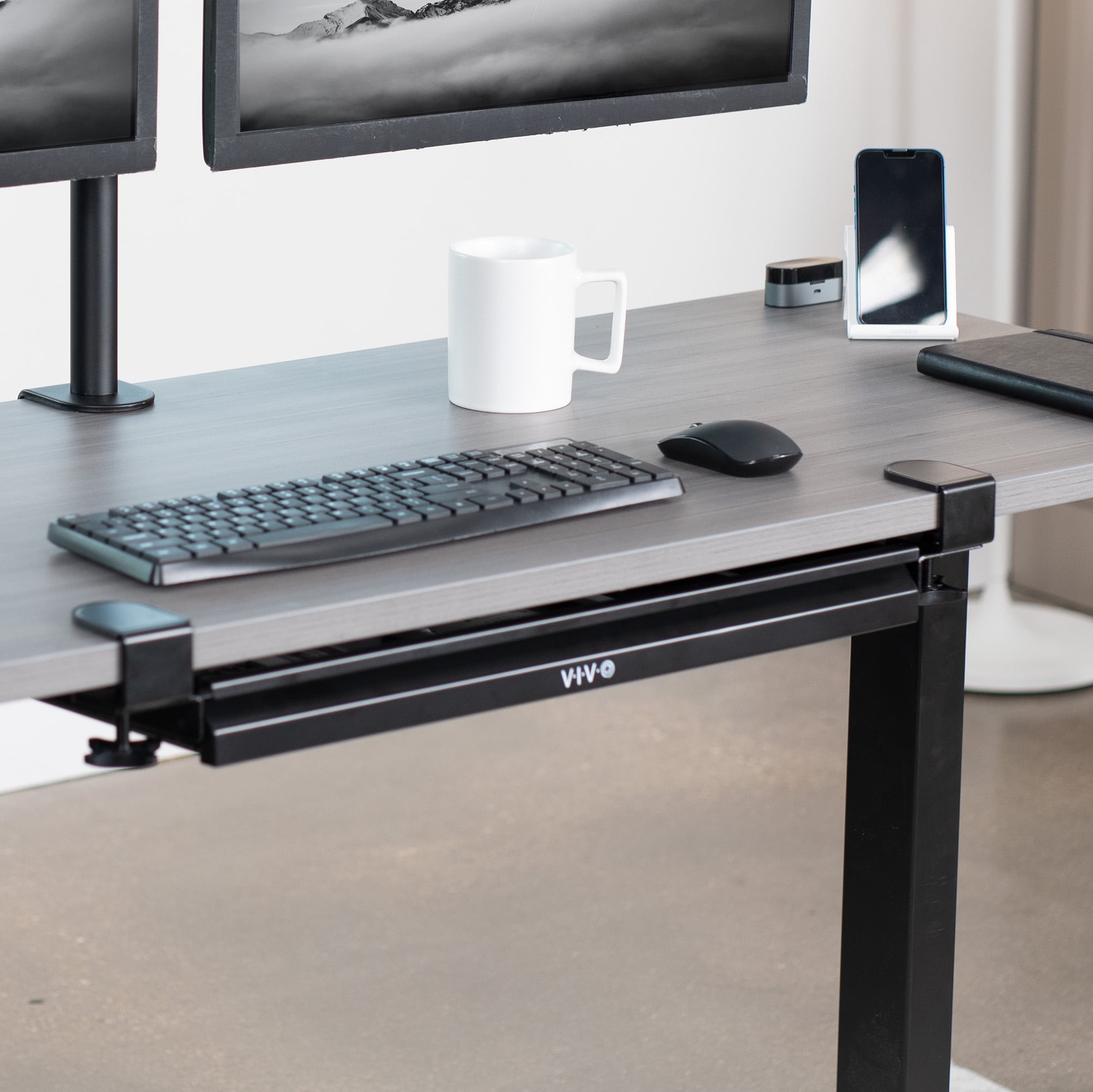 VIVO Black 22" Shallow Clamp-on Pull Out Storage Drawer Desk Organizer