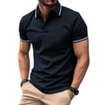 thumbnail image 5 of Homeyce Golf Polos for Men Short Sleeve Contrast Collared Polo Shirts Button Fashionable Business Athletic Casual Shirt Solid Color Golf Shirt,Blue L, 5 of 7