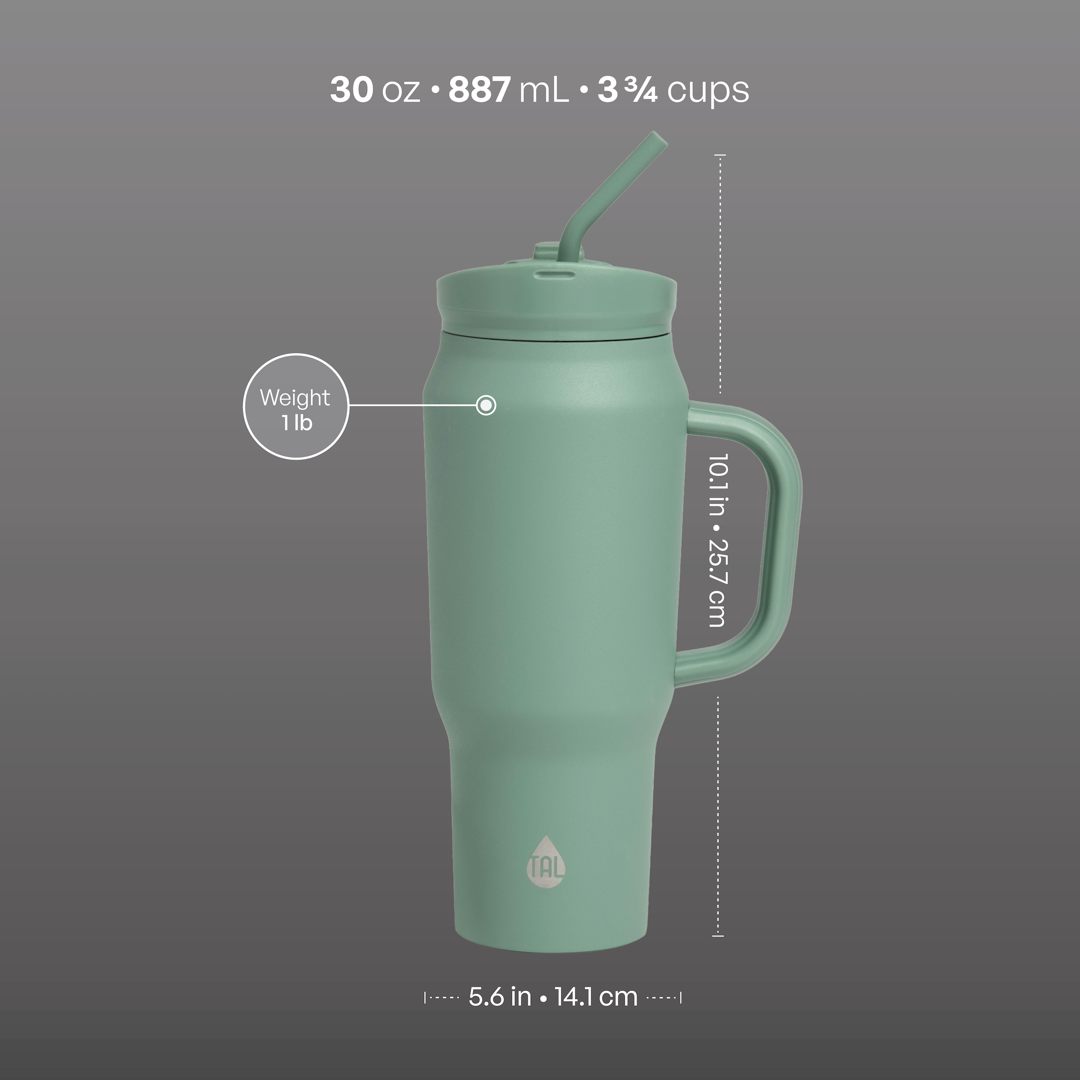 TAL 30oz Stainless Steel Travel Mug with Silicone Straw photo 5
