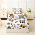 thumbnail image 4 of Erosebridal Happy Camping Twin Sheet Sets for Kids, Wild Bear Deer Bedding, 1 Flat Sheet, 1 Fitted Sheet and 1 Pillowcase, 4 of 5