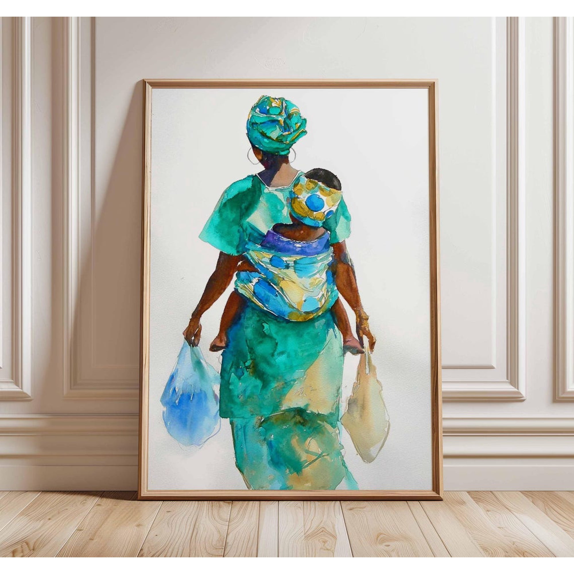 African Woman Art Mother and Child Cultural Wall Art Modern Ethnic Home Decor Vibrant Wall Art Print