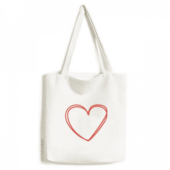 Valentine's Day Heart Double Lines Tote Canvas Bag Shopping Satchel Casual Handbag