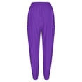 thumbnail image 4 of QATAINLAV Mother's Day Gifts! Two Piece Sets for Women Short Sleeve V Neck Summer Tops and Elastic Waist Joggers Pants Solid Color Scrubs Sets wirh Pockets Purple L, 4 of 8