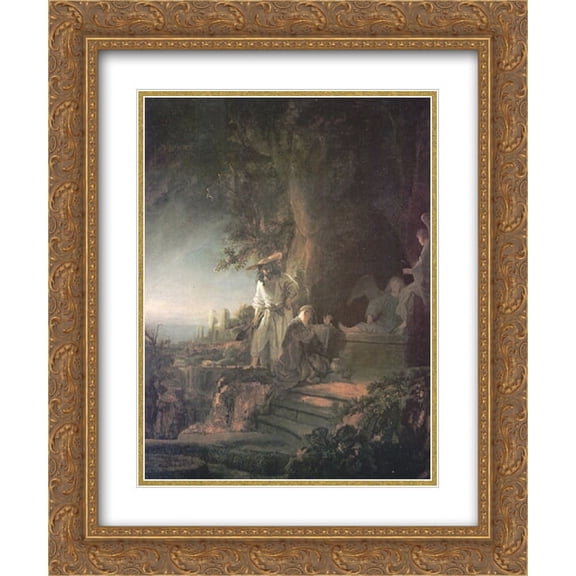 Rembrandt 2x Matted 20x24 Gold Ornate Framed Art Print 'Christ and St. Mary Magdalene at the Tomb'