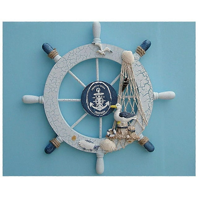 Wooden Boat Steering Wheel for Wall Decor Nautical Beach