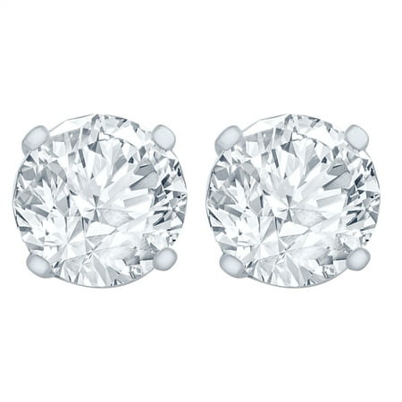 CYNERGY 1/4 Carat Diamond Stud Earrings (I2I3 Clarity, JK Color) 14kt White (Best Setting For Diamond Stud Earrings)