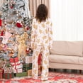 thumbnail image 6 of Women Christmas Pajamas Set Gingerbread Man Button Down Shirts Tops and Pants Sets Fall Winter Xmas Holiday Pj Sleepwear Loungewear, 6 of 7