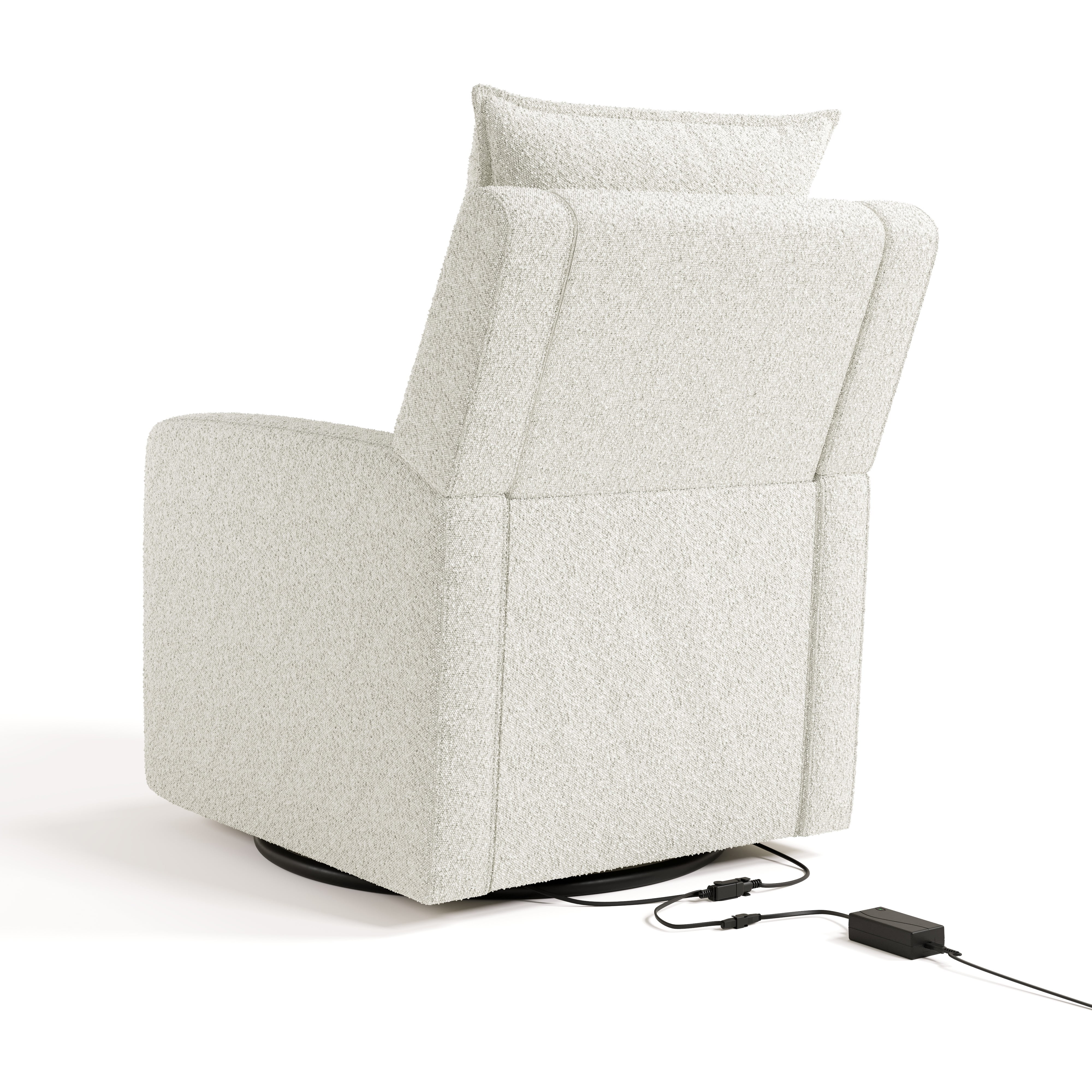 Storkcraft Timeless Upholstered Recline Glider with USB, Ivory Boucle
