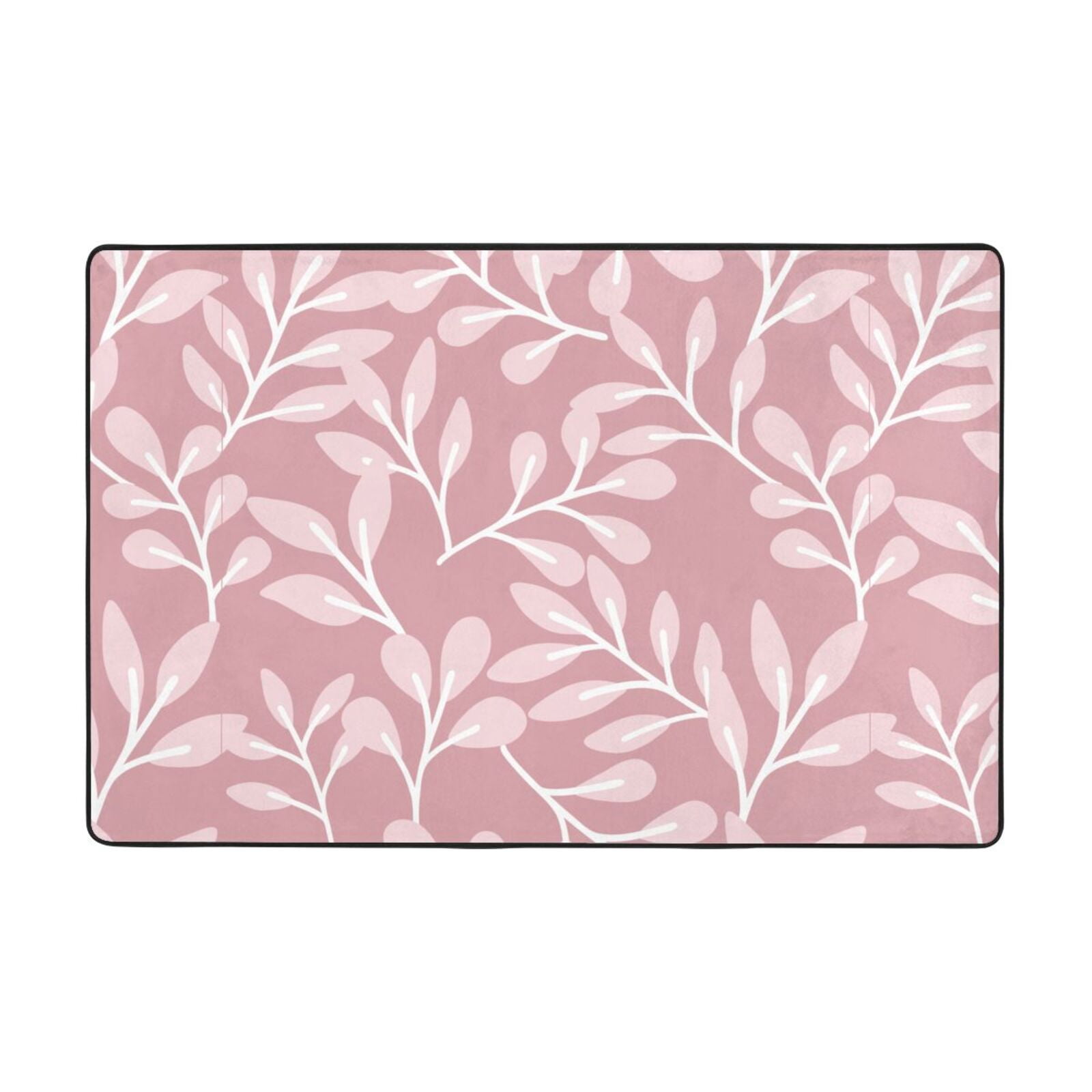 XMXT Non-Slip Area Rug, Pink Leaf Texture Pattern Polyester Rugs for ...