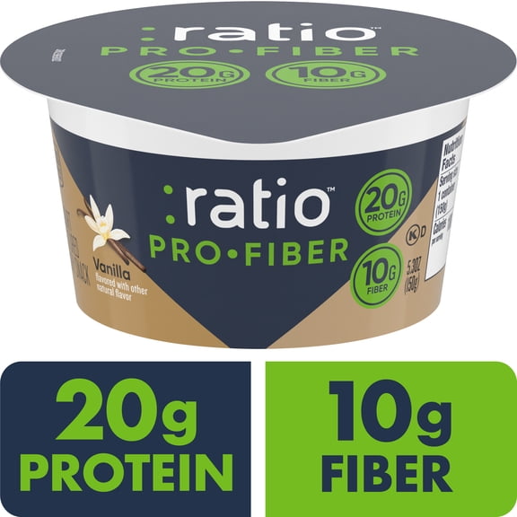 Ratio Pro-Fiber Yogurt Cultured Dairy Snack Cup, Vanilla, 5.3 oz