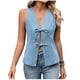 thumbnail image 2 of Xuyuer Womens Tops Tie Front Sleeveless V Neck Sweater Vest Knit Tops 2026 Summer Cardigan Hollow Out Beach Cover Up Solid Tops Y2K Vintage Cardigan Cropped Open Sweater Vest Streetwear, 2 of 8