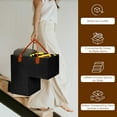 thumbnail image 4 of Stair Basket with Leather Handles Felt L-Shape Stair Step Bin Space Saving Staircase Storage Organizer, 4 of 8