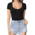 thumbnail image 2 of Xishao Women's Round Neck Short Sleeve T Shirts Basic Bodysuits Xishao ropa, 2 of 2