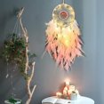 thumbnail image 1 of Atrapasueños hecho a mano Atrapasueños de plumas Atrapasueños rosa Decoración bohemia Decoración móvil Decoración de dormitorio para adultos adolescentes (con LED), 1 of 5