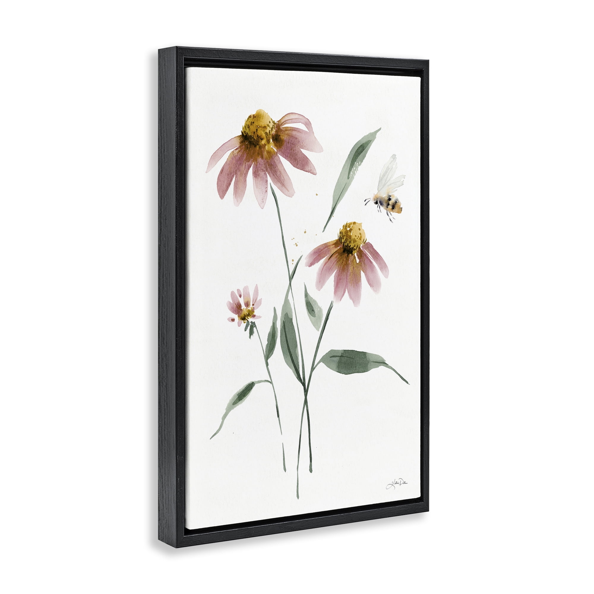 Stupell Industries Wild Honeybloom Florals Botanical & Floral Painting Black Floater Framed Art Print Wall Art, 21 x 31