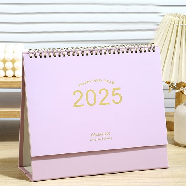 Meitianfacai 2025 Mini Calendrier de Bureau Mini Calendrier Debout 2025 Calendrier à Rabat pour Bureau 2025 Calendrier de Bureau à Rabat pour Bureau Planificateur de Bureau Calendrier de Bureau pour la Maison, Rose