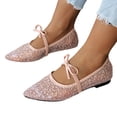 thumbnail image 5 of Women's Spring Ballet Style Flat Shoes Open Toe Pointed Toe Lace Up With Ankle Strap Soft Sole Comfortable Elegant Casual Footwear For Daily Wear Pink 41, 5 of 7