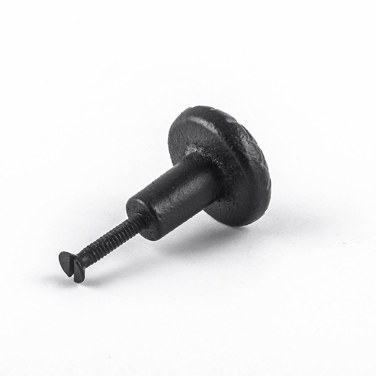 Renovators Supply Black Iron Kitchen Cabinet Knob Pull Round Brick style Black Powder Coat Finish Decorative Metal Knobs for Kitchen Cabinet or Drawer Pull Handle w/Screws Pack of 2