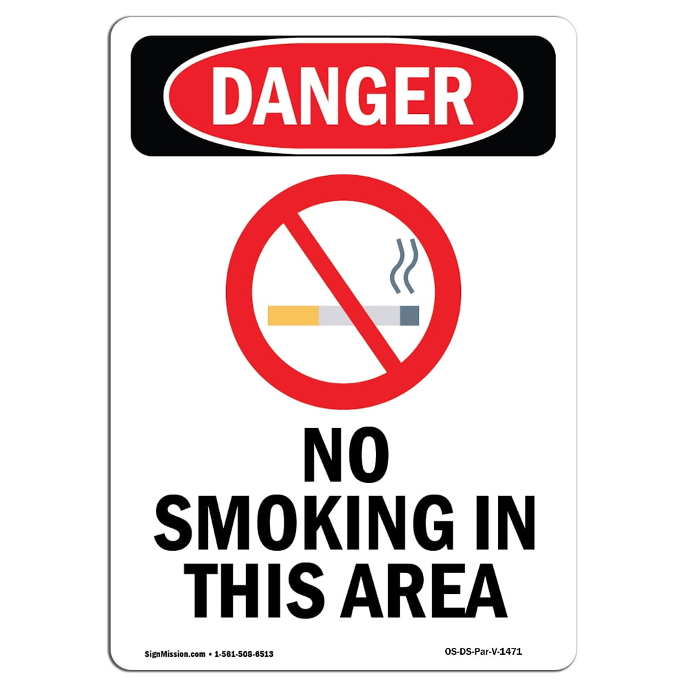 OSHA Danger Sign No Smoking In This Area Decal Protect Your