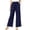 Navy #042, variant on Summer Linen Pants Women Drawstring Elastic Waist Wide Leg Palazzo Pants Casual Flowy Beach Cropped Trousers Black S