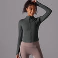 thumbnail image 4 of Top de Yoga para mujer, abrigo de gimnasio, Tops ajustados con cremallera para Fitness, chaqueta deportiva de manga larga, ropa de gimnasio, Tops atléticos para mujer, 4 of 5