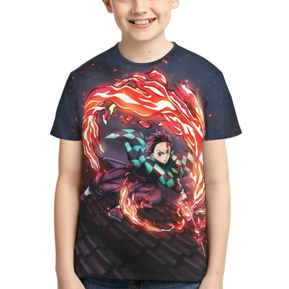 Kids Demon Slayer T-Shirt 3d Printed Shirt Short Sleeve Top Tees For Boys Girls