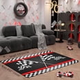thumbnail image 2 of Race Car Rug 5x6.5' Black White Checkered Non-Slip Washable Indoor Outdoor Carpe, 2 of 7