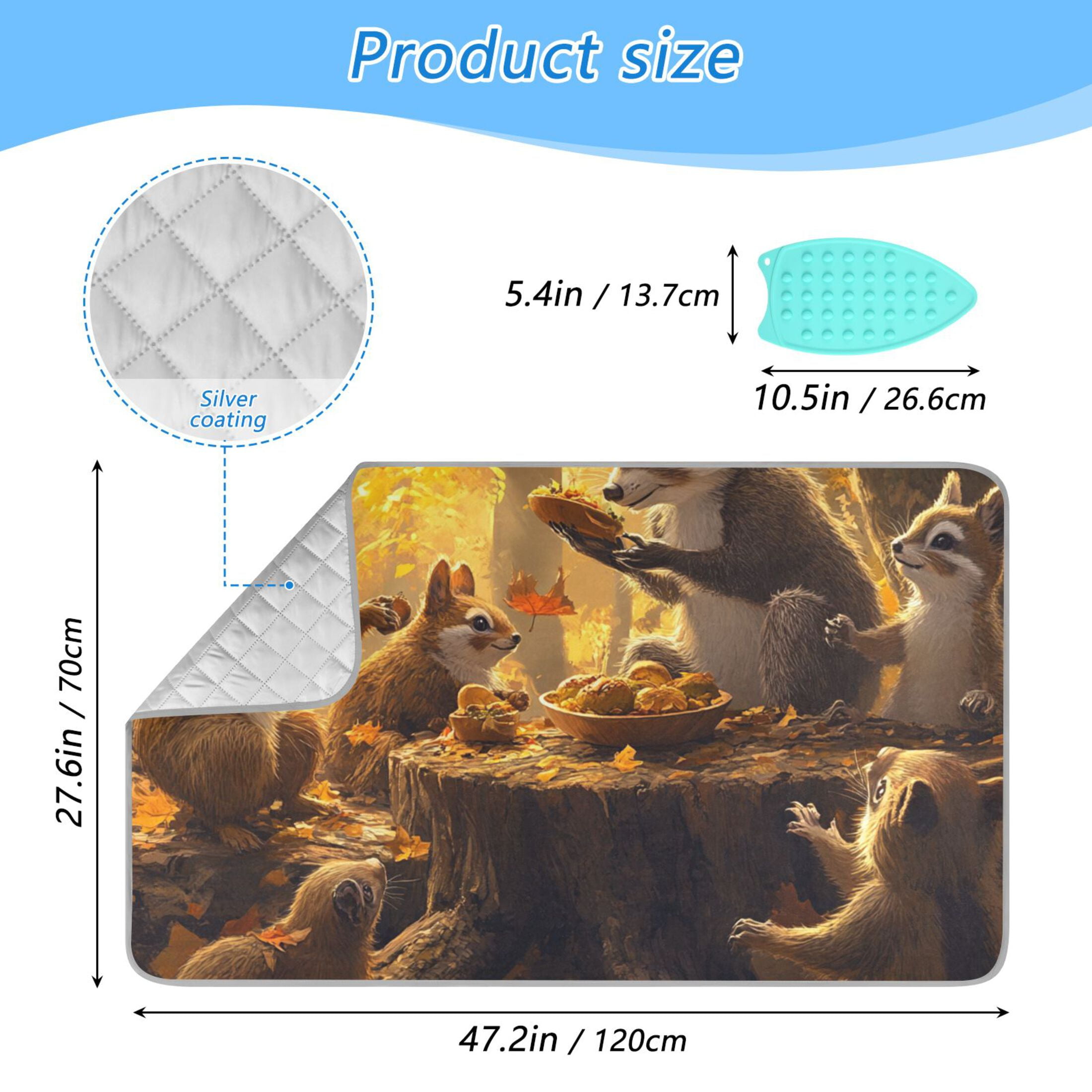 Forest Animals Gathering Ironing Mat Blanket for Table Top Travel Portable Ironing Board Pad 47.2x27.6 Inch