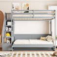 thumbnail image 3 of Harper & Bright Designs Full over Full Murphy Bed with Stairs, Convertible Wall Bed Frame with Hydraulic Lift & Desk, Murphy Cabinet Beds with Upper Bed, Gray, 3 of 17