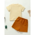 thumbnail image 3 of Bagilaanoe 2pcs Toddler Baby Boy Short Pants Set Short Sleeve Letter Print T-Shirt Tops + Shorts 6M 12M 18M 24M 3T Kids Casual Summer Outfits, 3 of 9