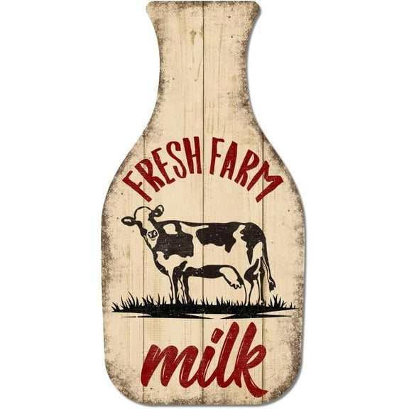 "Fresh Farm Milk" Vintage Metal Tin Sign Retro Milk Bottle Plaque Poster Metal Wall Decorative Tin Signs for Home Kitchen Restaurant Coffee Shop Club Bar Decoration for DIY