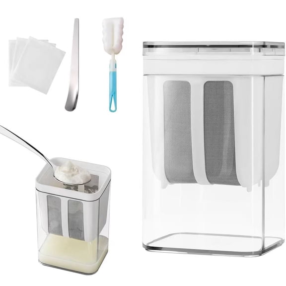 Greek Yogurt Strainer, 1100ml Multi Yoghurt Maker Strainer with Fine Mesh Bag & Lid for Thick Greek Yogurt, Soybean Milk, Kefir, Berries, Soup, Fruit Juice, Coffee