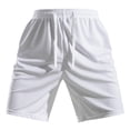 thumbnail image 6 of Men's 7 Inch Mesh Shorts, Elastic Waist Drawstring Quick Dry Breathable Athletic Shorts with Pockets, Loose Fit Summer Workout & Casual Shorts White, 6 of 6