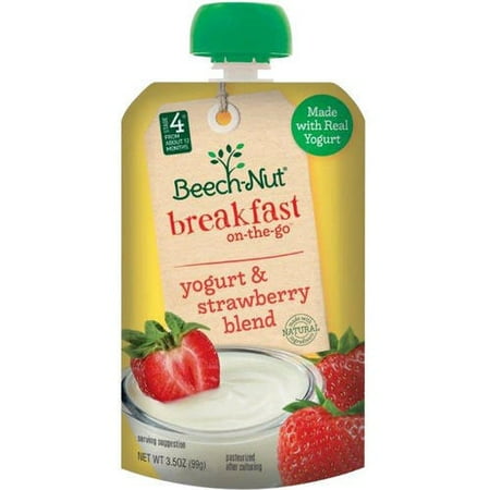 Beech-Nut Breakfast on-the-Go Yogurt & Strawberry Blend Baby Food, 3.5 oz, (Count of 12)